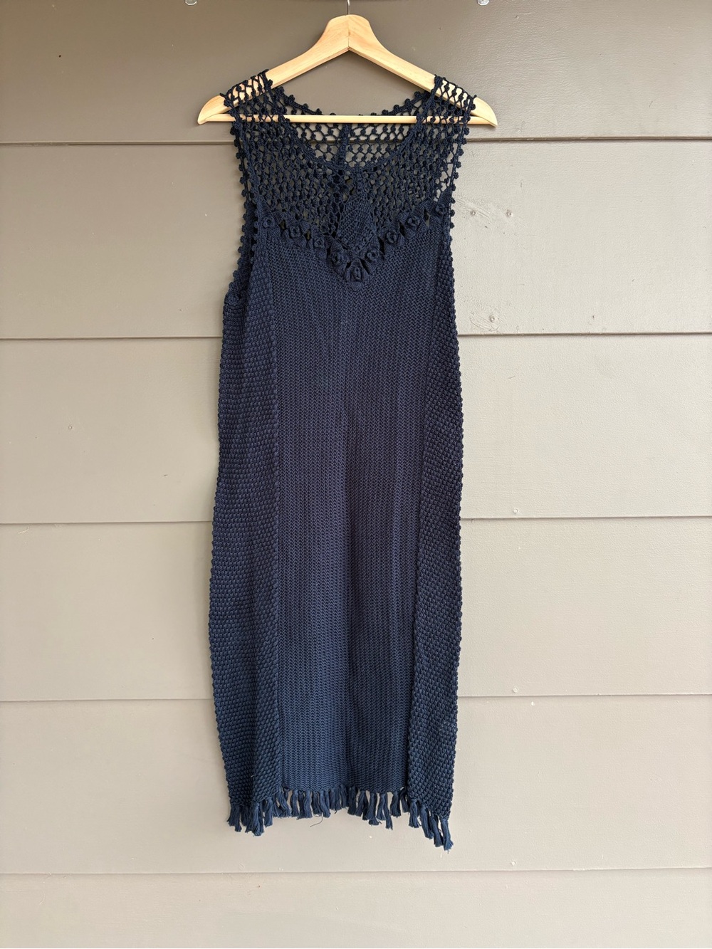 Ulla Johnson Navy Crochet Mini Dress